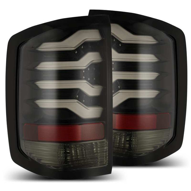 AlphaRex 14-18 Chevrolet Silverado 1500 PRO-Series LED Tail Lights Jet Black AlphaRex Tail Lights  AXOPROS