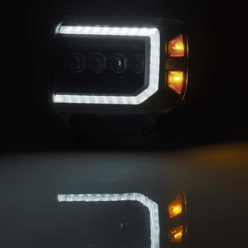 AlphaRex 14-18 GMC Sierra NOVA LED Proj Headlights Plank Style Black w/Activ Light/Seq Signal/DRL AlphaRex Headlights  AXOPROS