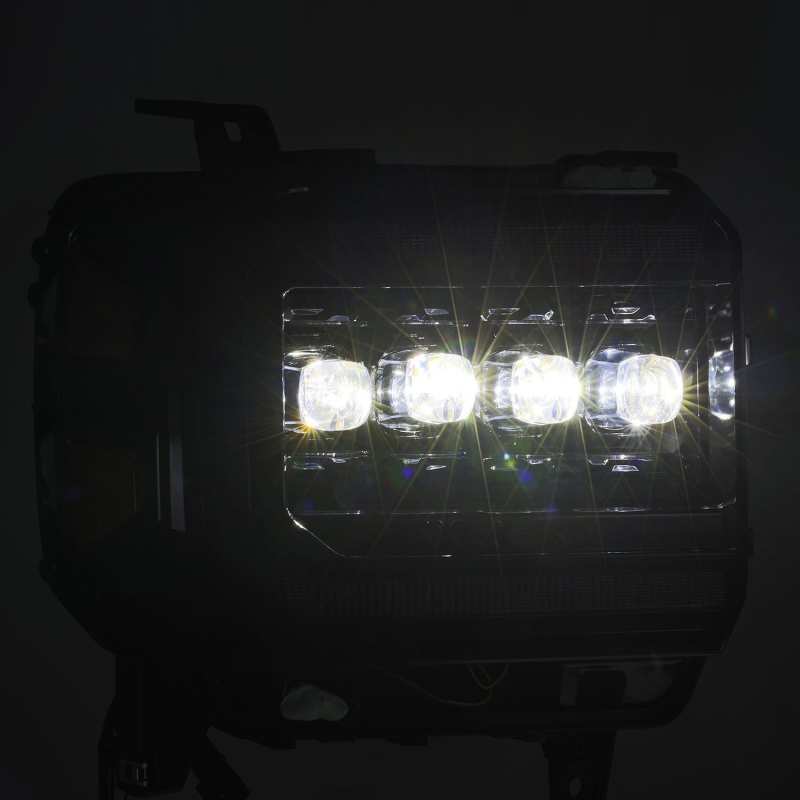 AlphaRex 14-18 GMC Sierra NOVA LED Proj Headlights Plnk Style Alpha Blk w/Activ Light/Seq Signal/DRL AlphaRex Headlights  AXOPROS