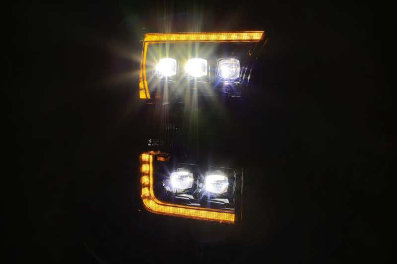 AlphaRex 17-20 Ford Raptor NOVA LED Proj Headlights Plank Style Alpha Black w/Activ Light/Seq Signal AlphaRex Headlights  AXOPROS