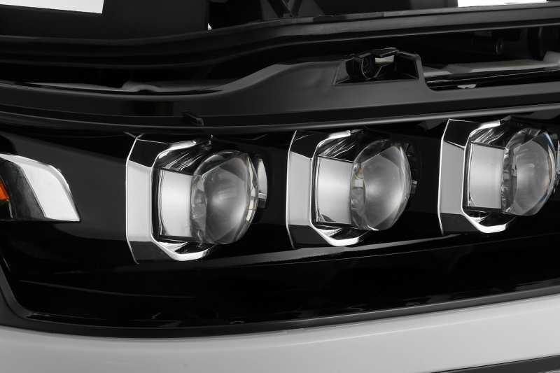 AlphaRex 19-20 Ram 1500HD NOVA LED Proj Headlights Plank Style Gloss Blk w/Activ Lght/Seq Signal/DRL AlphaRex Headlights  AXOPROS
