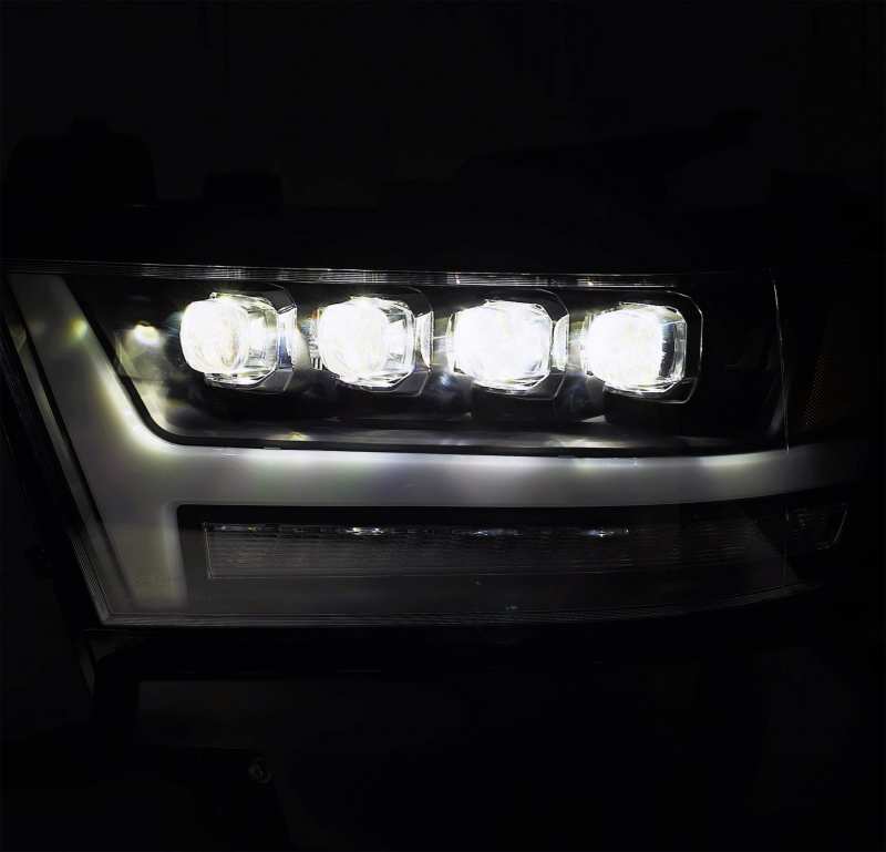 AlphaRex 19-20 Ram 1500HD NOVA LED Proj Headlights Plank Style Gloss Blk w/Activ Lght/Seq Signal/DRL AlphaRex Headlights  AXOPROS