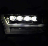 AlphaRex 19-20 Ram 1500HD NOVA LED Proj Headlights Plank Style Gloss Blk w/Activ Lght/Seq Signal/DRL AlphaRex Headlights  AXOPROS