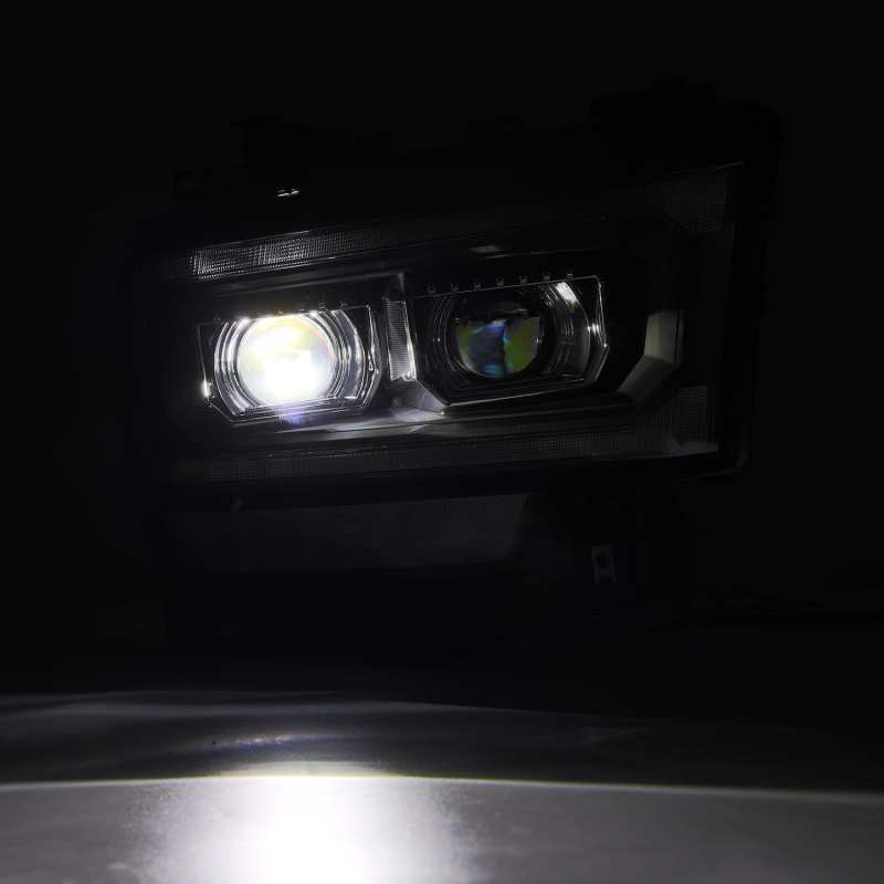 AlphaRex 19-21 Ram 2500 LUXX LED Proj Headlights Plank Style Black w/Activ Light/Seq Signal/DRL AlphaRex Headlights  AXOPROS