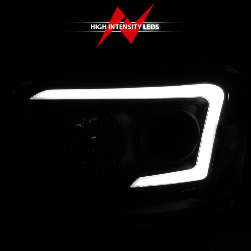 Anzo 06-09 Dodge RAM 1500/2500/3500 Headlights Black Housing/Clear Lens (w/ Light Bars) ANZO Headlights  AXOPROS