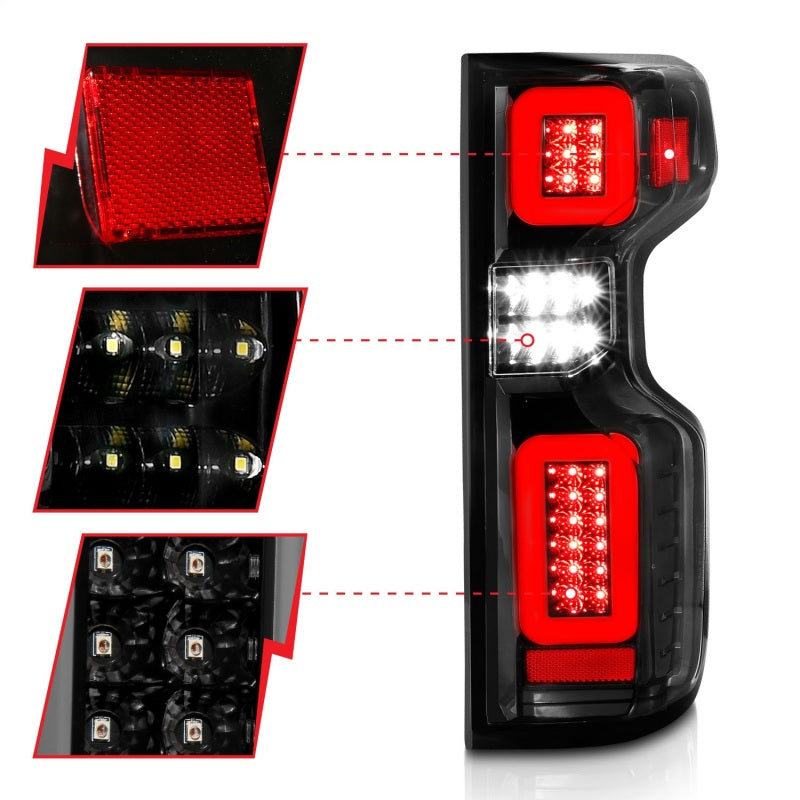 Anzo 19-21 Chevy Silverado Full LED Tailights Black Housing Clear Lens G2 (w/C Light Bars) ANZO Tail Lights  AXOPROS