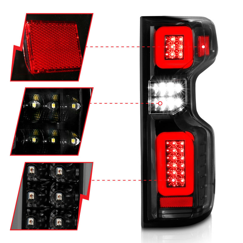 Anzo 19-21 Chevy Silverado Full LED Tailights Black Housing Clear Lens G2 (w/C Light Bars) ANZO Tail Lights  AXOPROS