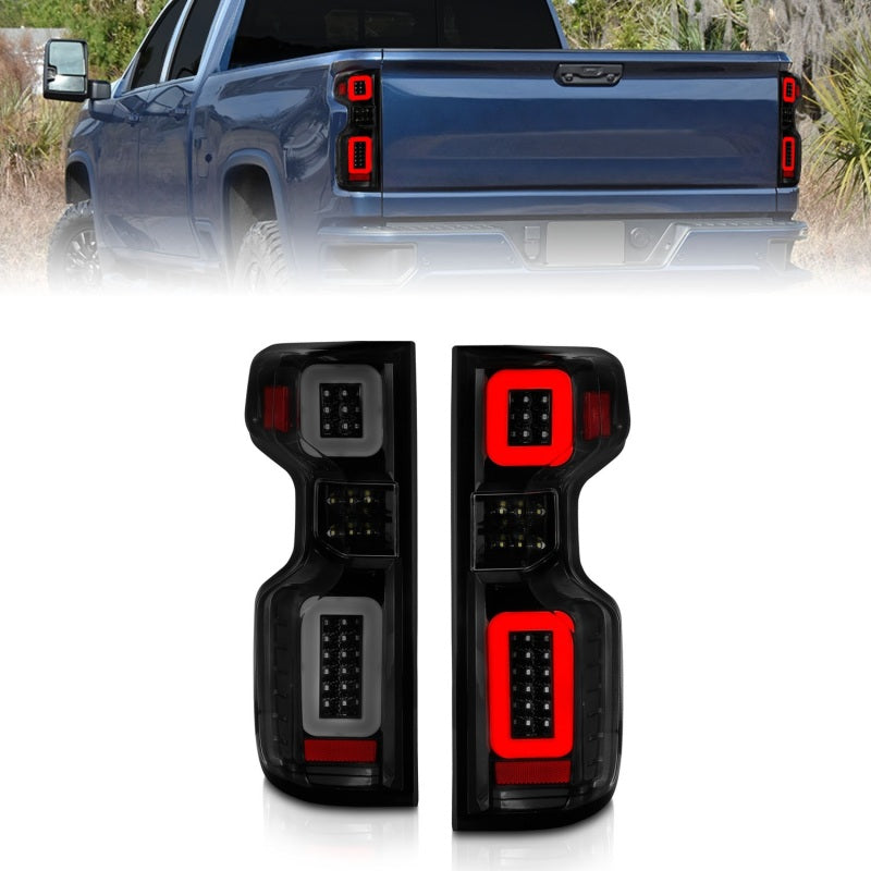 Anzo 19-21 Chevy Silverado Full LED Tailights Black Housing Smoke Lens G2 (w/C Light Bars) ANZO Tail Lights  AXOPROS