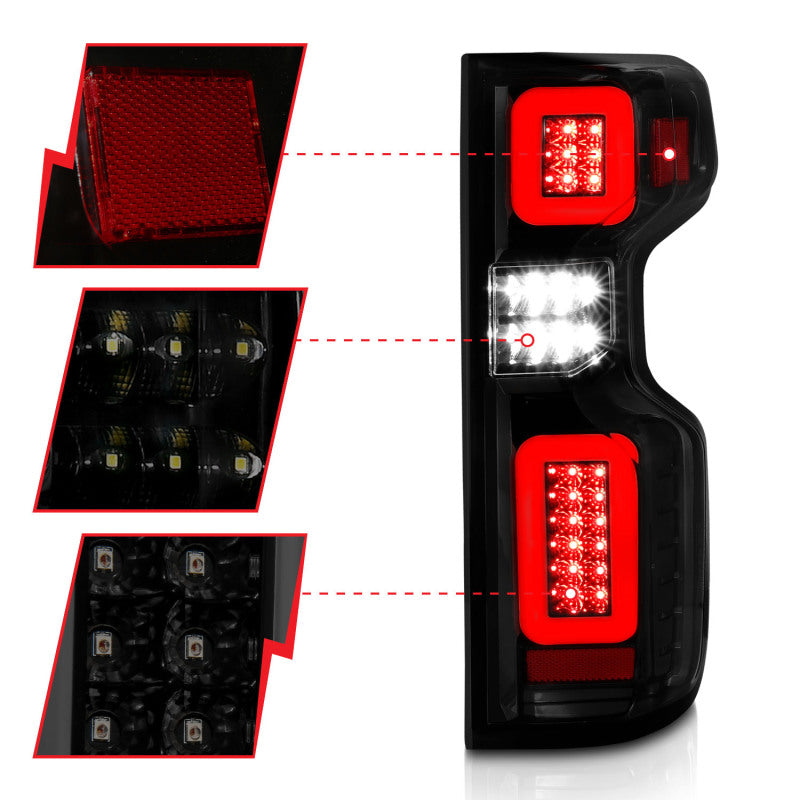 Anzo 19-21 Chevy Silverado Full LED Tailights Black Housing Smoke Lens G2 (w/C Light Bars) ANZO Tail Lights  AXOPROS