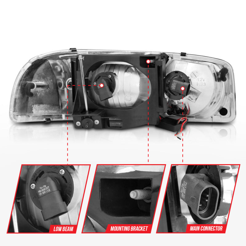 Anzo 99-17 GMC Sierra/Denali Headlights Black Amber (w/C Light Bars) ANZO Headlights  AXOPROS