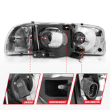 Anzo 99-17 GMC Sierra/Denali Headlights Black Amber (w/C Light Bars) ANZO Headlights  AXOPROS
