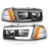 Anzo 99-17 GMC Sierra/Denali Headlights Black Amber (w/C Light Bars) ANZO Headlights  AXOPROS