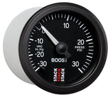 Autometer 52mm Stack Instruments -30INHG to +30PSI Mechanical Boost Gauge - Black AutoMeter Gauges  AXOPROS
