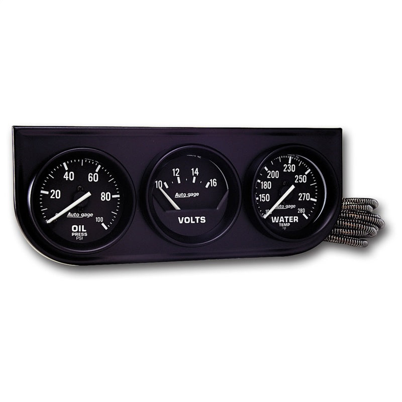 Autometer AutoGage 3-Gauge Console 52.4mm Mech 0-100 PSI Oil Press/ 10-16 V / 130-280 Deg Water Temp AutoMeter Gauges  AXOPROS