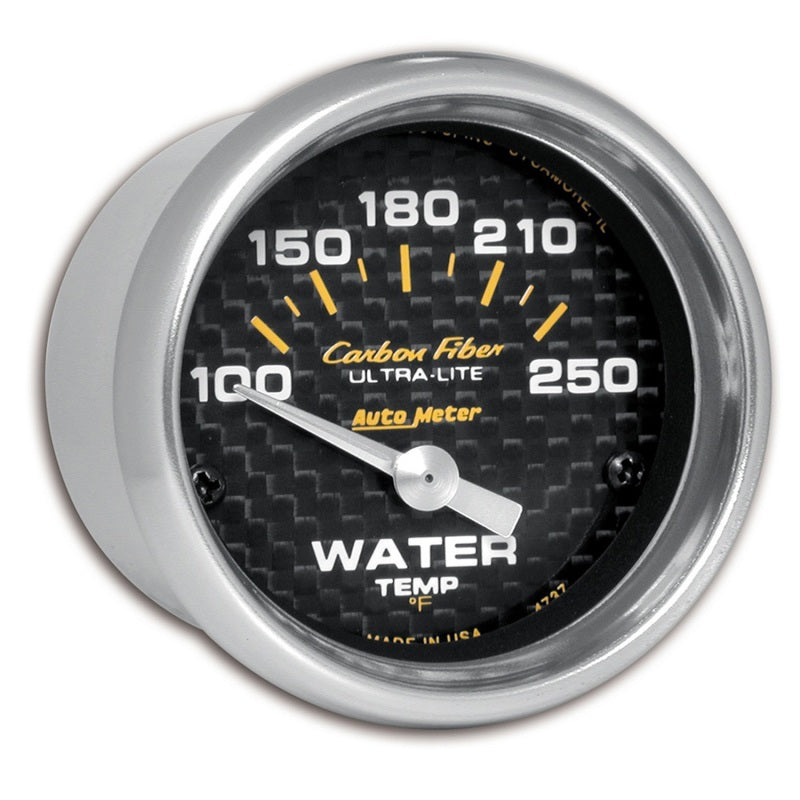 Autometer Carbon Fiber 52mm 100-250 Deg F Electronic Water Temp Gauge AutoMeter Gauges  AXOPROS