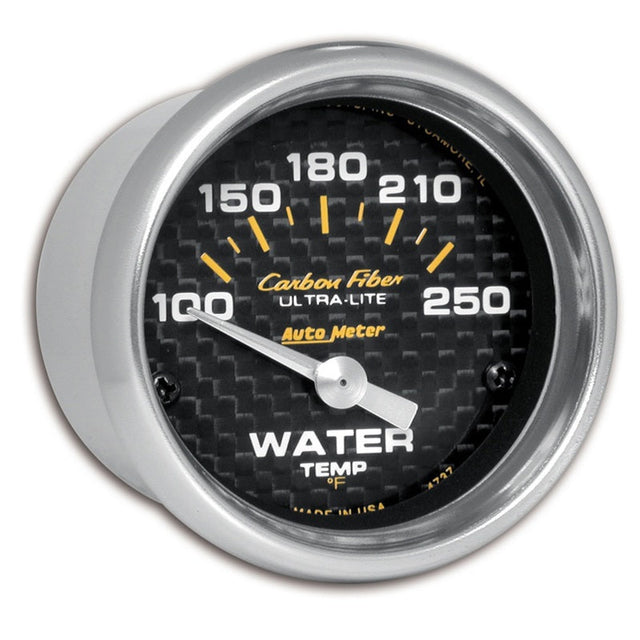 Autometer Carbon Fiber 52mm 100-250 Deg F Electronic Water Temp Gauge AutoMeter Gauges  AXOPROS