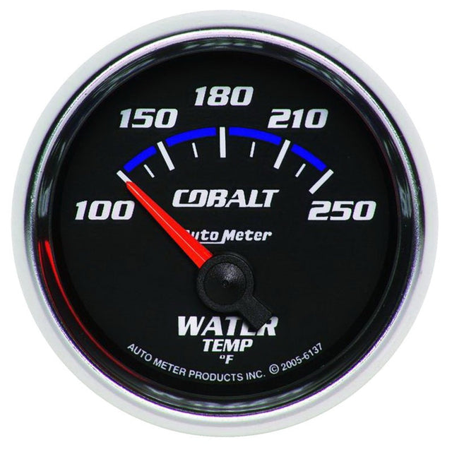 Autometer Cobalt 52.4mm 100-250 deg. F Short Sweep Electronic Water Temperature Gauge AutoMeter Gauges  AXOPROS