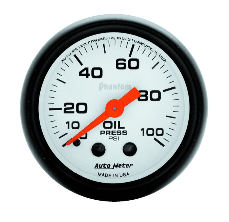 Autometer Phantom 52mm 0-100 PSI Mechanical Oil Pressure Gauge AutoMeter Gauges  AXOPROS
