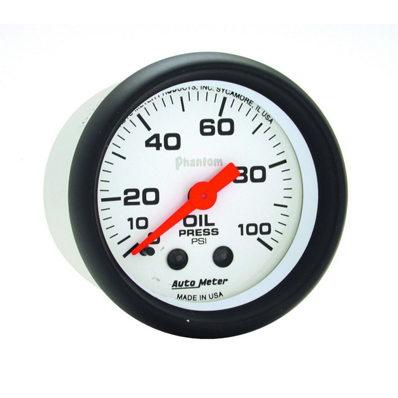 Autometer Phantom 52mm 0-100 PSI Mechanical Oil Pressure Gauge AutoMeter Gauges  AXOPROS