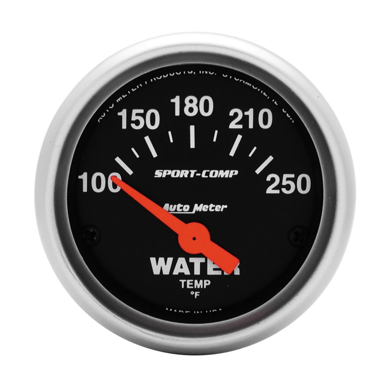 Autometer Sport-Comp 52mm 100-250 Deg F Electronic Water Temp Gauge AutoMeter Gauges  AXOPROS