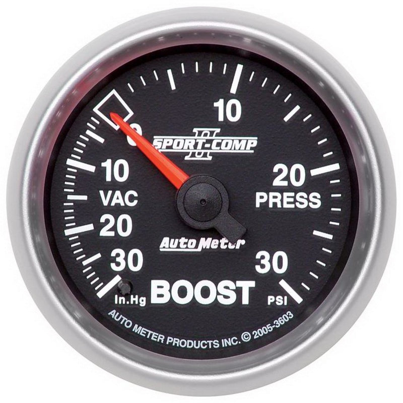 Autometer Sport-Comp II 52mm 30 PSI Mechanical Boost Vacumm Gauge AutoMeter Gauges  AXOPROS