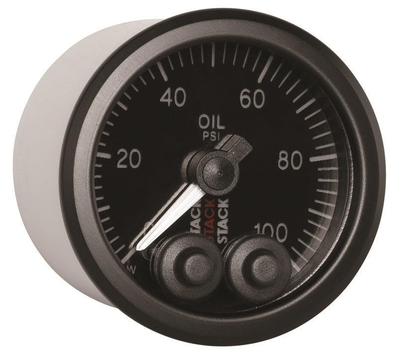 Autometer Stack Instruments Pro Control 52mm 0-100 PSI Oil Pressure Gauge - Black (1/8in NPTF Male) AutoMeter Gauges  AXOPROS
