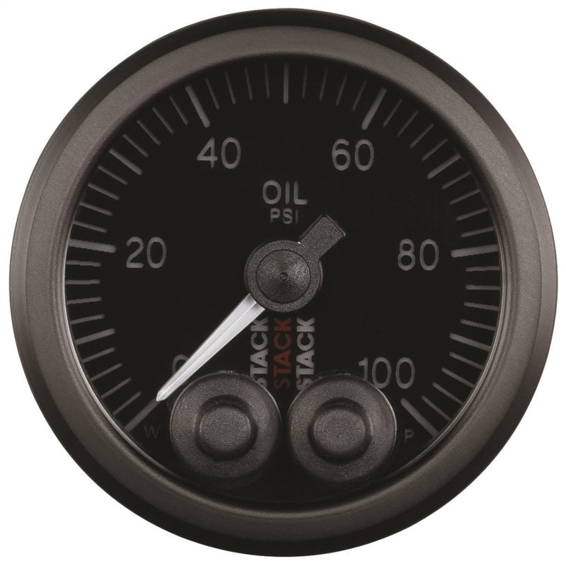 Autometer Stack Instruments Pro Control 52mm 0-100 PSI Oil Pressure Gauge - Black (1/8in NPTF Male) AutoMeter Gauges  AXOPROS