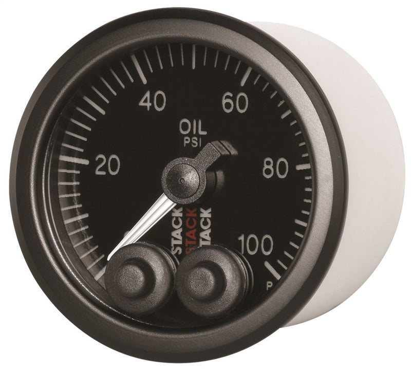 Autometer Stack Instruments Pro Control 52mm 0-100 PSI Oil Pressure Gauge - Black (1/8in NPTF Male) AutoMeter Gauges  AXOPROS
