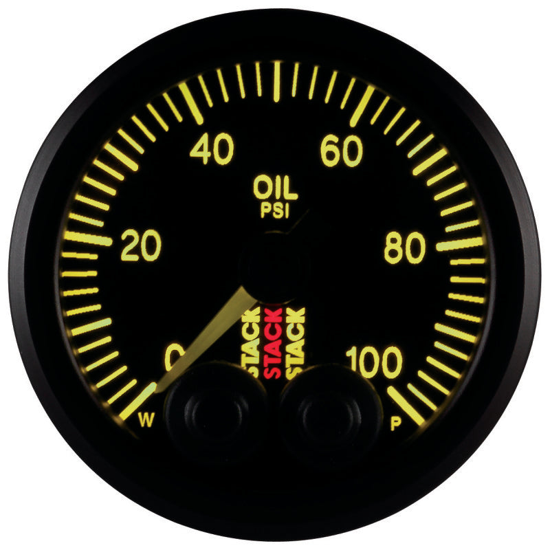 Autometer Stack Instruments Pro Control 52mm 0-100 PSI Oil Pressure Gauge - Black (1/8in NPTF Male) AutoMeter Gauges  AXOPROS