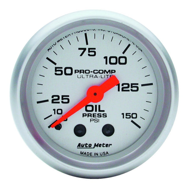 Autometer Ultra-Lite 52mm 0-150 PSI Mechanical Oil Pressure Gauge AutoMeter Gauges  AXOPROS