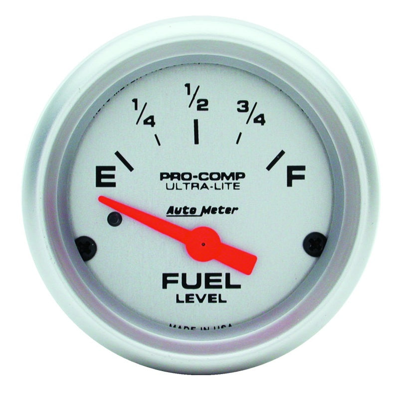 Autometer Ultra-Lite 52mm 0 OHMS Empty/90 OHMS Full Short Sweep Electronic Fuel Level Gauge AutoMeter Gauges  AXOPROS