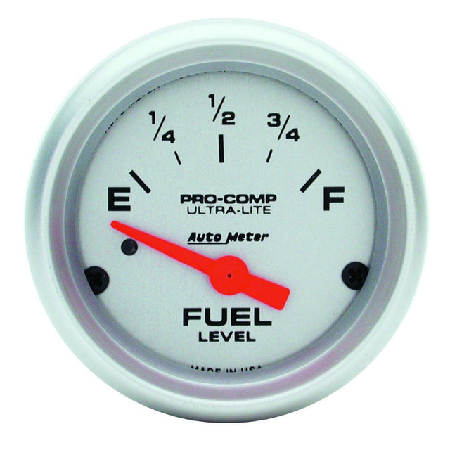 Autometer Ultra-Lite 52mm 0 OHMS Empty/90 OHMS Full Short Sweep Electronic Fuel Level Gauge AutoMeter Gauges  AXOPROS
