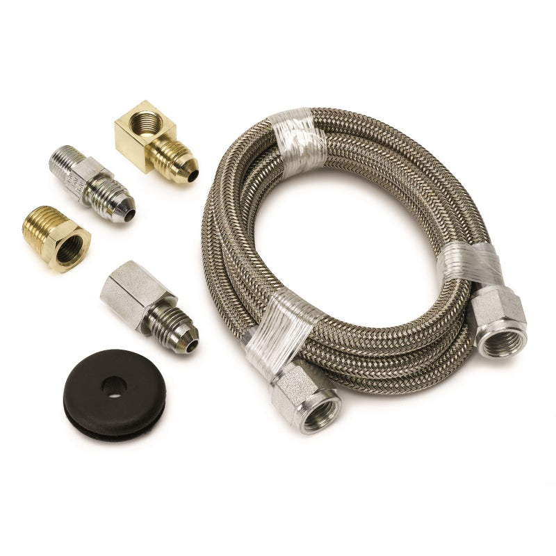 Autometer #4 Braided SS Line (-4AN) 3ft 1/8in NPT Fittings AutoMeter Gauges  AXOPROS