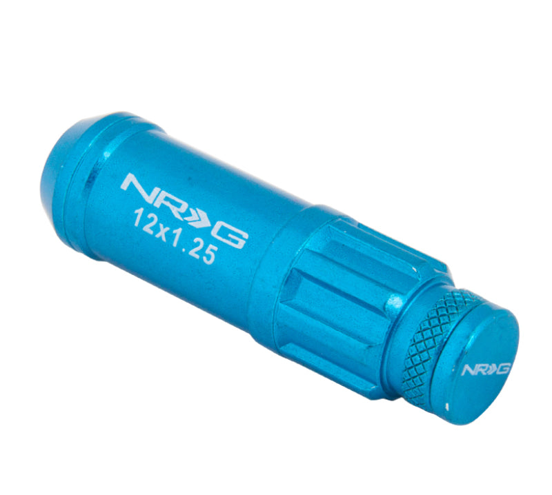 NRG 700 Series M12 X 1.25 Steel Lug Nut w/Dust Cap Cover Set 21 Pc w/Locks & Lock Socket - Blue NRG Lug Nuts  AXOPROS
