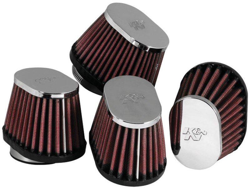 K&N Universal Chrome Oval Tapered Air Filter - 2in Flg ID x 4in OS L 3in OS W x 2.75in H K&N Engineering Air Filters - Direct Fit  AXOPROS