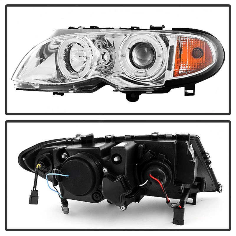 Spyder BMW E46 3-Series 02-05 4DR Projector Headlights 1PC LED Halo Chrm PRO-YD-BMWE4602-4D-AM-C SPYDER Headlights  AXOPROS