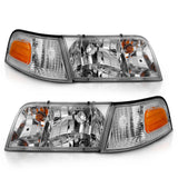ANZO 1998-2005 Ford Crown Victoria Crystal Headlight Chrome With Bumper Light (OE) ANZO Headlights  AXOPROS