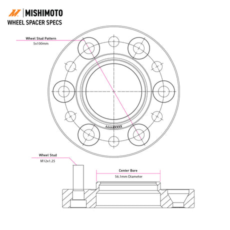 Mishimoto Mishimoto Wheel Spacers - 5x114.3 - 66.1 - 25 - M12 - Black Wheel Spacers & Adapters aftermarket performance part