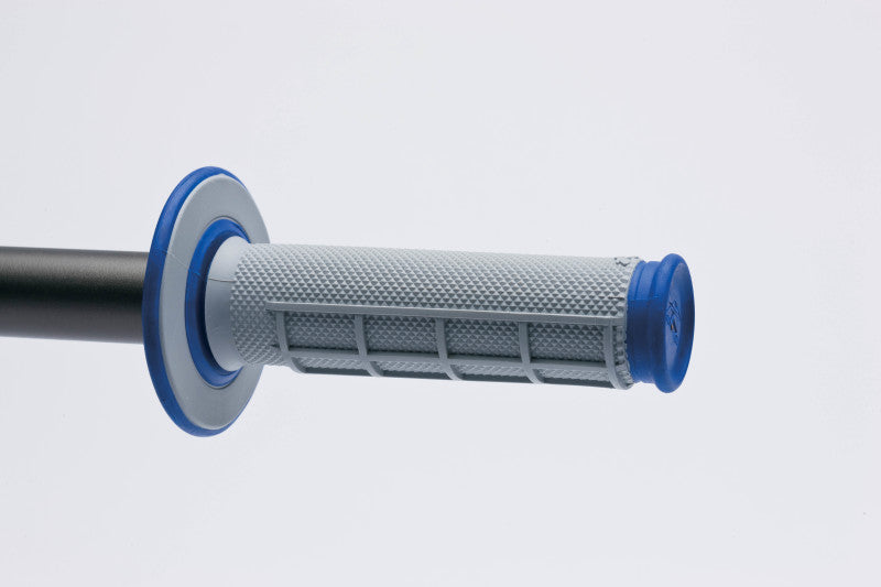 Renthal MX Dual Compound Grips 1/2 Waffle - Grey/ Blue Renthal Grips  AXOPROS