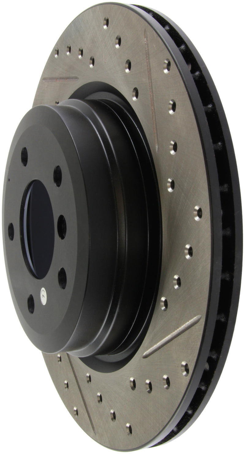 StopTech 06 BMW 330 / 07-09 BMW 335 Slotted & Drilled Left Rear Rotor Stoptech Brake Rotors - Slot & Drilled  AXOPROS