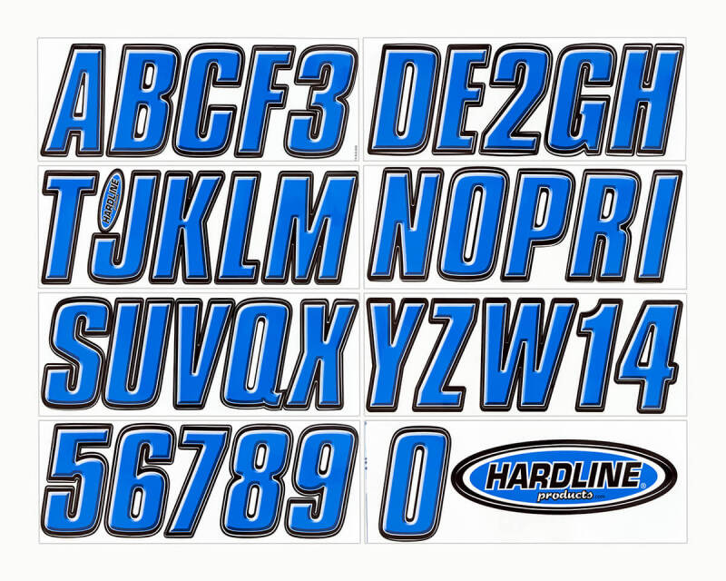 Hardline Boat Lettering Registration Kit 3 in. - 800 Blue/Black Hardline Stickers/Decals/Banners  AXOPROS