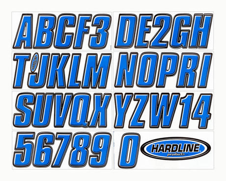 Hardline Boat Lettering Registration Kit 3 in. - 800 Blue/Black Hardline Stickers/Decals/Banners  AXOPROS