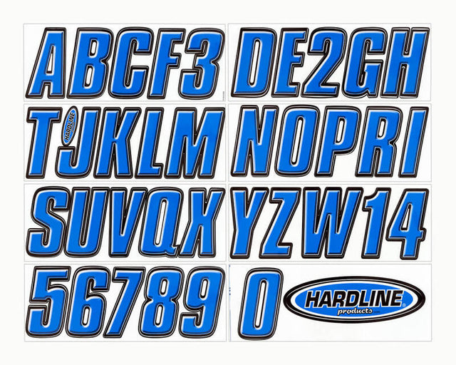 Hardline Boat Lettering Registration Kit 3 in. - 800 Blue/Black Hardline Stickers/Decals/Banners  AXOPROS