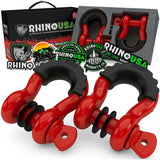 Rhino USA 3/4In D-Ring Shackle Set (2-Pack)(Red) Rhino USA Shackle Kits  AXOPROS