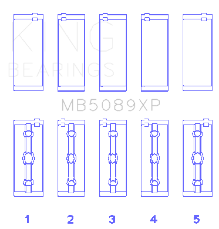 King Toyota 1RZ/2RZ/3RZ Crankshaft Main Bearing Set (Set of 5) King Engine Bearings Bearings  AXOPROS
