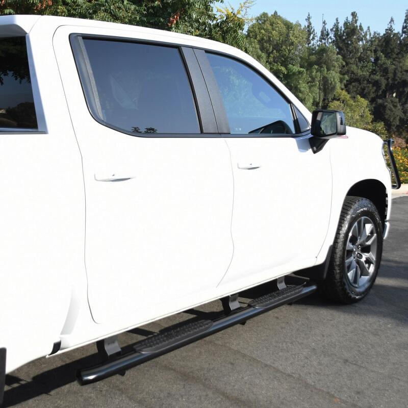 Westin 2019 Chevrolet Silverado/Sierra 1500 Crew Cab Non LD PRO TRAXX 4 Oval Nerf Step Bars - Black Westin Nerf Bars  AXOPROS