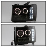 Spyder GMC Sierra 1500/2500 07-13 Projector Headlights LED Halo- LED Blk Smke PRO-YD-GS07-HL-BSM SPYDER Headlights  AXOPROS