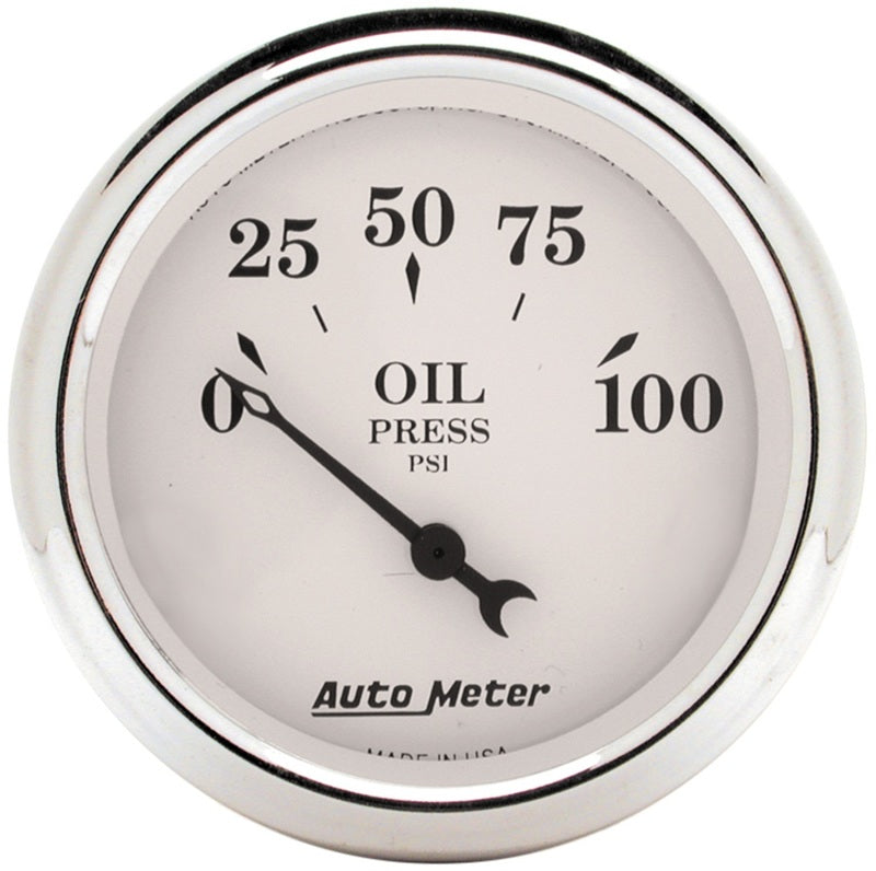 Auto Meter 2-1/16in 100PSI Electronic Oil Pressure Old Tyme White Gauge AutoMeter Gauges  AXOPROS