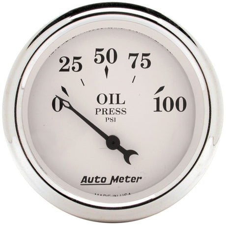 Auto Meter 2-1/16in 100PSI Electronic Oil Pressure Old Tyme White Gauge AutoMeter Gauges  AXOPROS
