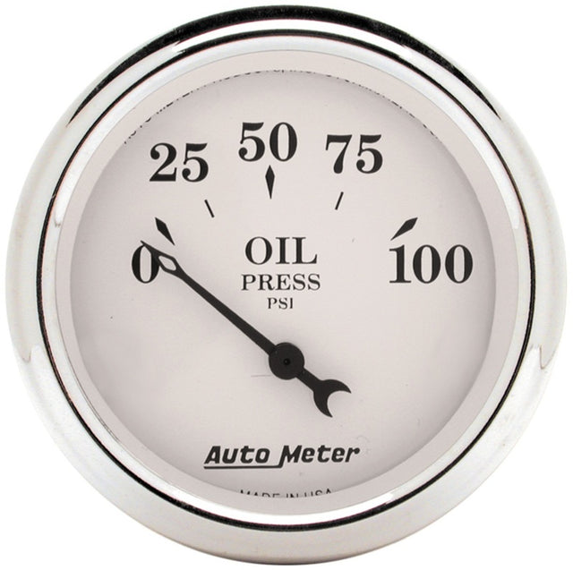 Auto Meter 2-1/16in 100PSI Electronic Oil Pressure Old Tyme White Gauge AutoMeter Gauges  AXOPROS